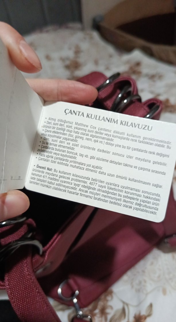 Bordo Deri Fermuarlı Kadın Çanta - Görsel 3