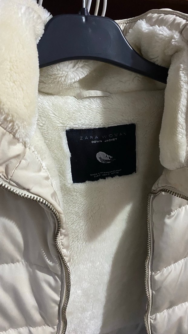 Beyaz Kürklü Kadın Kış Montu - Görsel 2