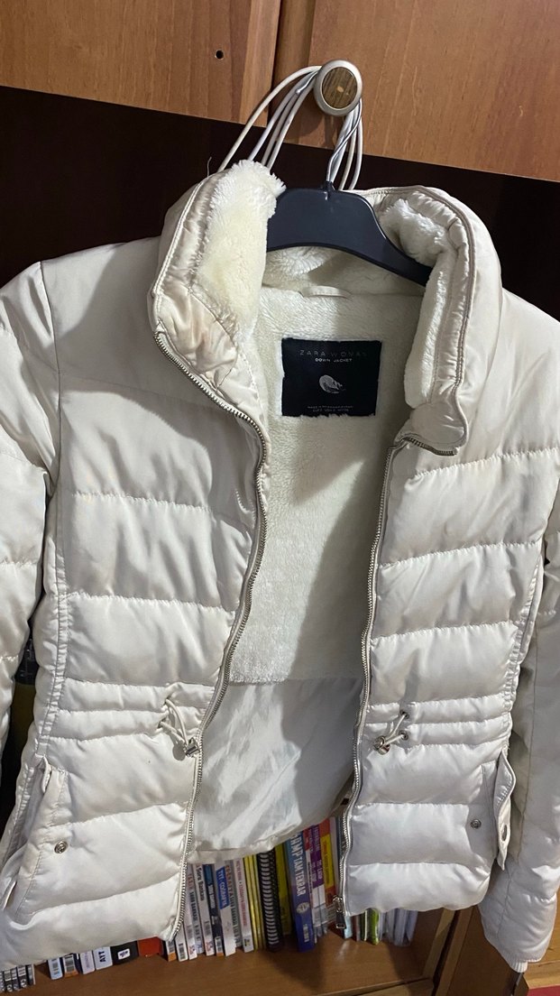 Beyaz Kürklü Kadın Kış Montu - Görsel 4