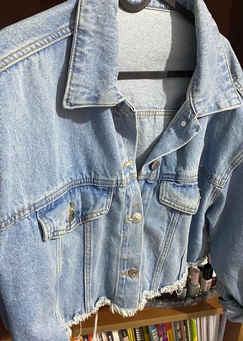 Düğmeli Mavi Kadın Denim Ceket - Görsel 2