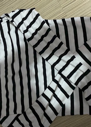 Uzun Kollu Çizgili Kadın Bluz - Görsel 2