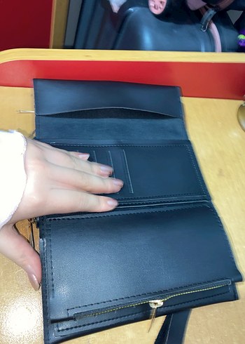 Siyah Deri Tokalı Kadın Clutch Cüzdan - Görsel 5