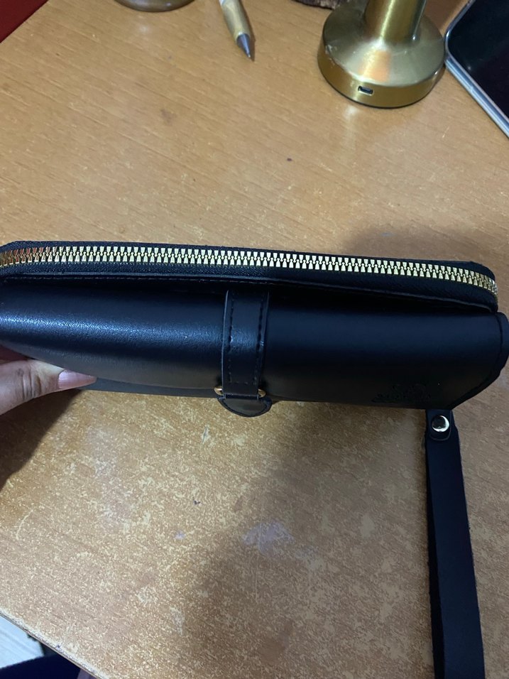 Siyah Deri Tokalı Kadın Clutch Cüzdan - Görsel 4