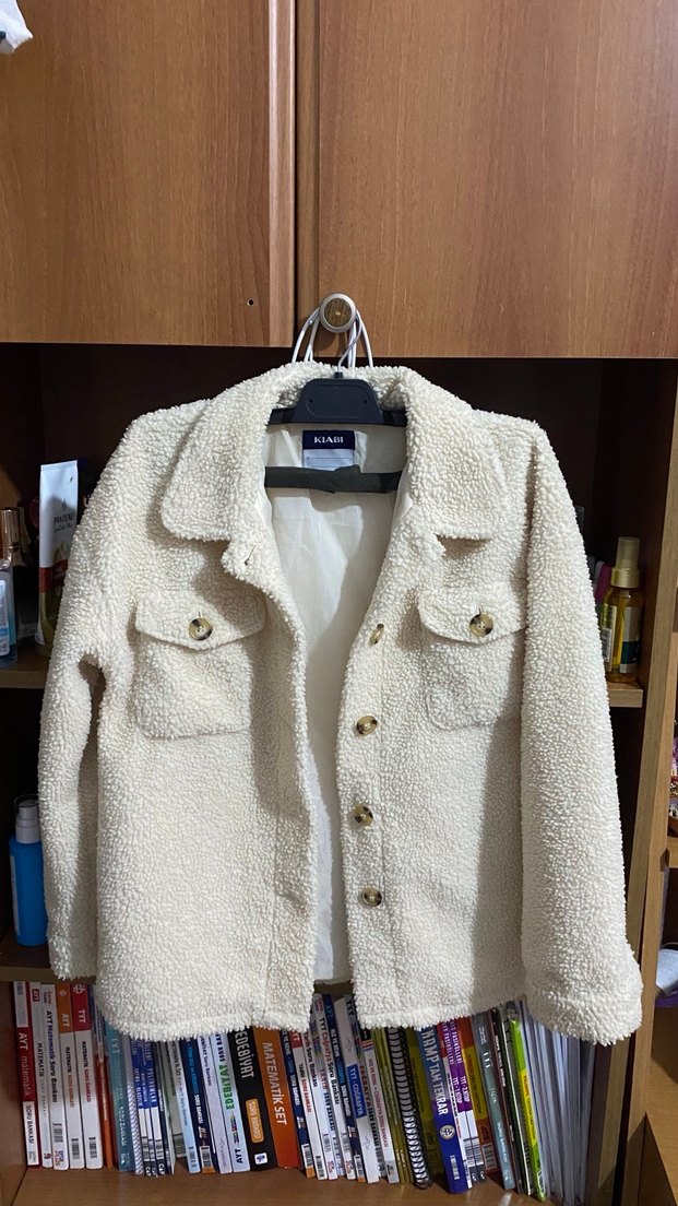 Düğmeli Beyaz Midi Kadın Ceket - Görsel 2