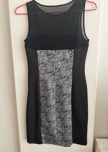 Kadın Siyah Gri Yılan Desenli Midi Elbise - Görsel 2