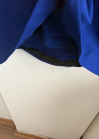 Mavi Midi Drapeli Kadın Elbise - Görsel 3