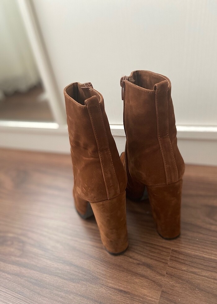 Bambi taba süet topuklu bot - Görsel 4