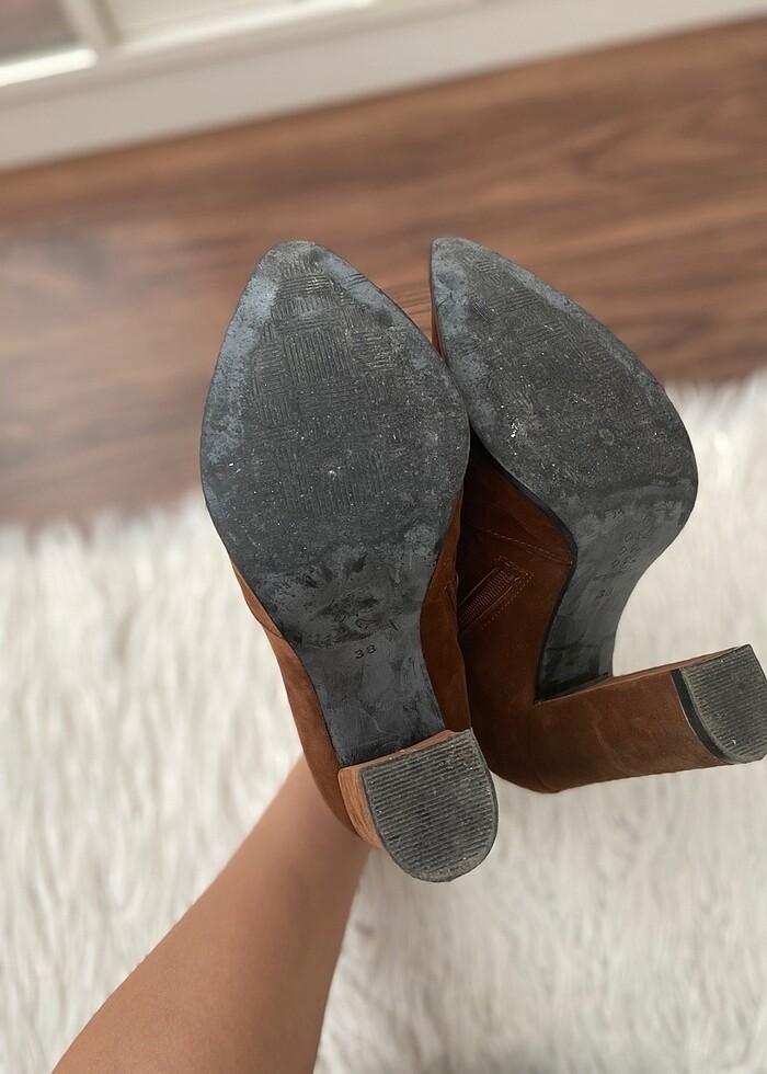 Bambi taba süet topuklu bot - Görsel 5