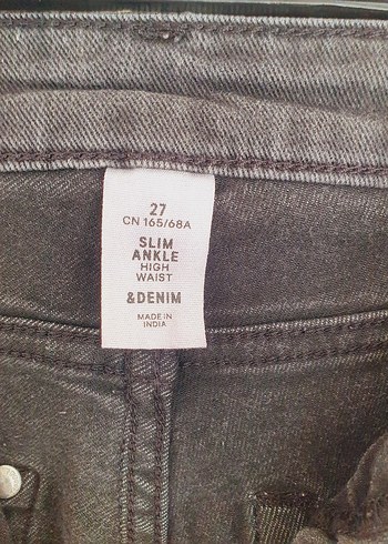 27 Beden Siyah - Gri Yüksel Bel Bilek Boy Kadın Kot Pantolon