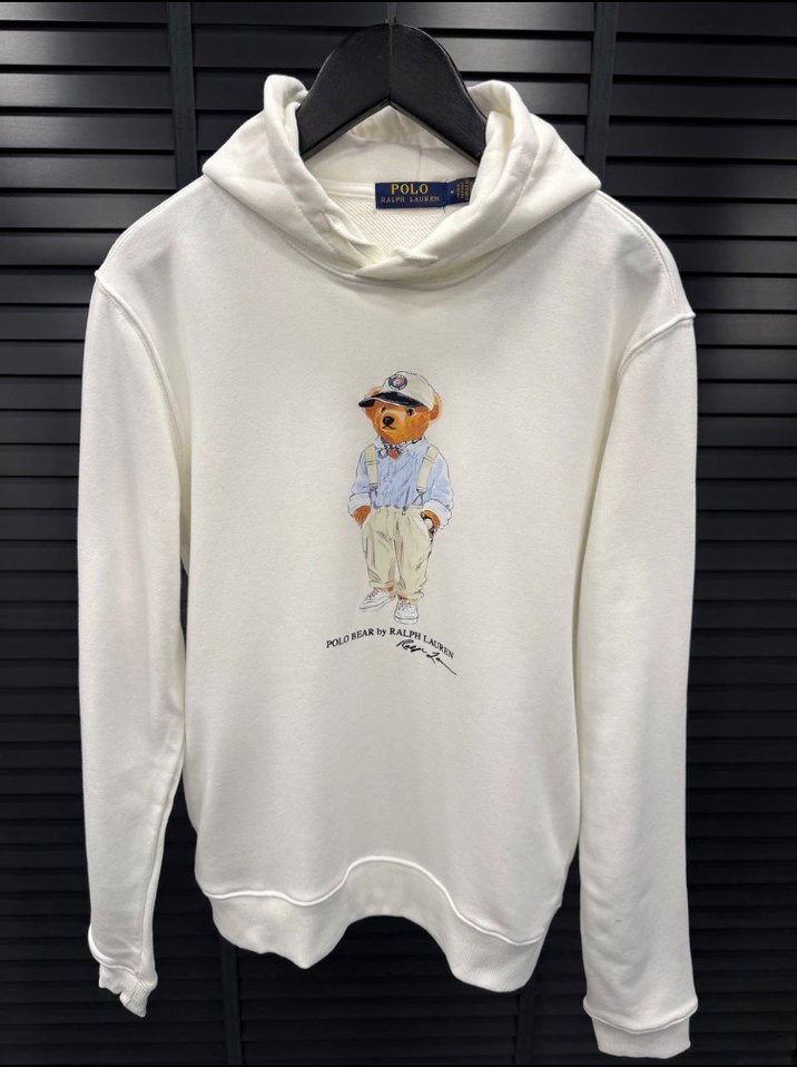 Siyah Kapüşonlu Polo Ayı Baskılı Sweatshirt - Görsel 2