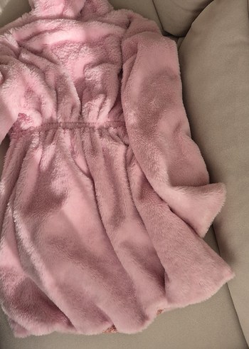 Pembe Uzun Kollu Midi mont pelus - Görsel 3