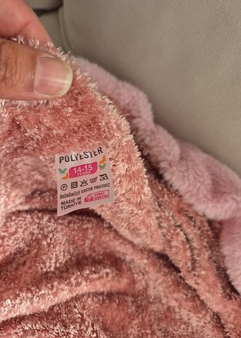 Pembe Uzun Kollu Midi mont pelus - Görsel 4