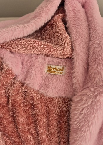 Pembe Uzun Kollu Midi mont pelus - Görsel 2