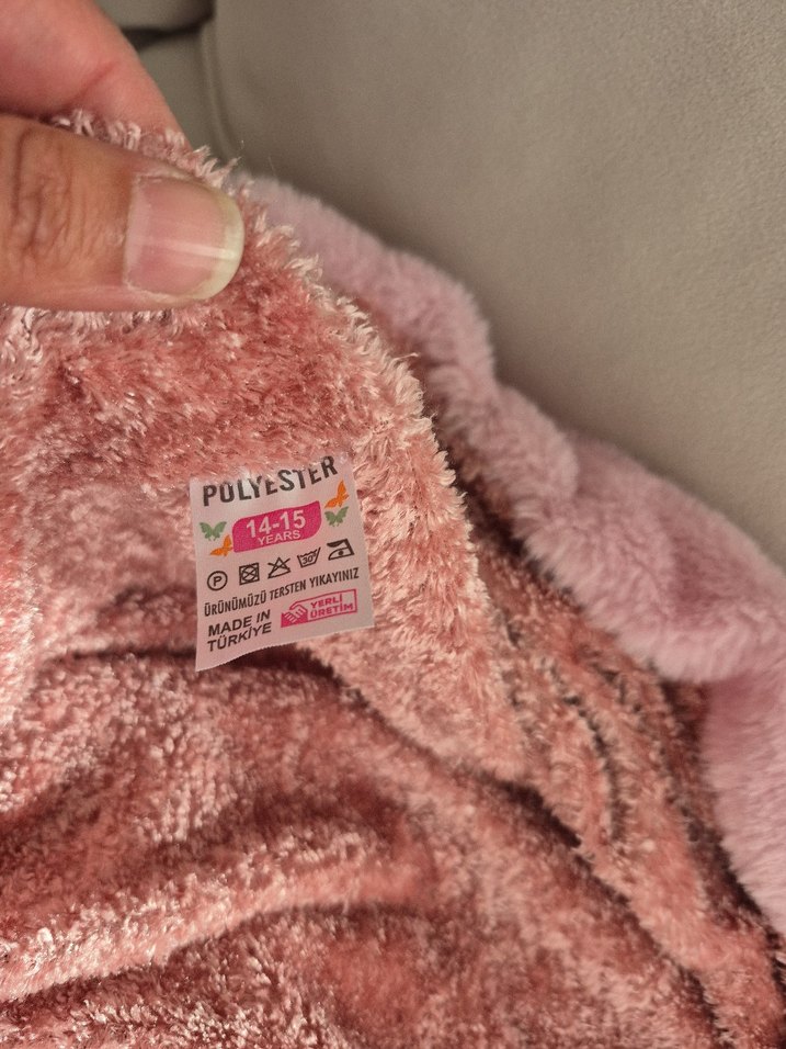 Pembe Uzun Kollu Midi mont pelus - Görsel 4