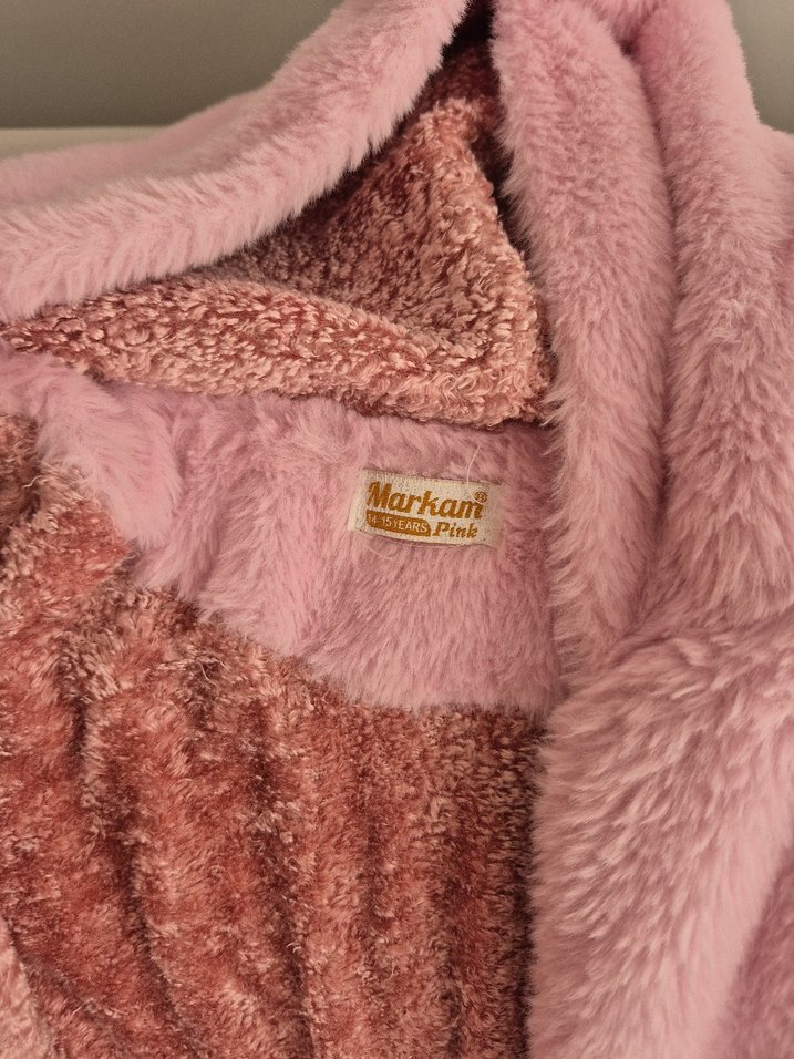 Pembe Uzun Kollu Midi mont pelus - Görsel 2