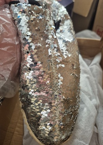 Kadın Çok Renkli Yılan Desenli Payetli Dolgu Topuk Espadril - Görsel 5