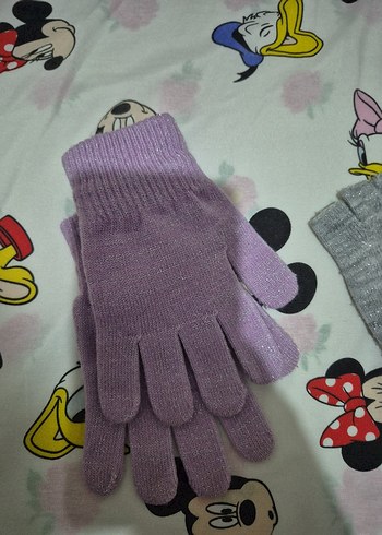 Nakışlı Gri Triko Kız Eldivenleri - Görsel 4