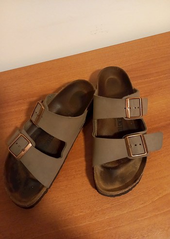 Birkenstock Kahverengi Deri Tokalı Terlik