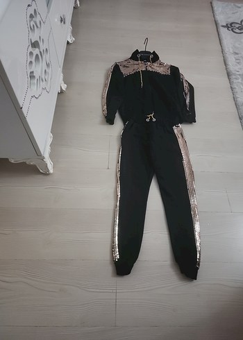 Zara Kemerli Nakışlı Siyah Eşofman Takımı