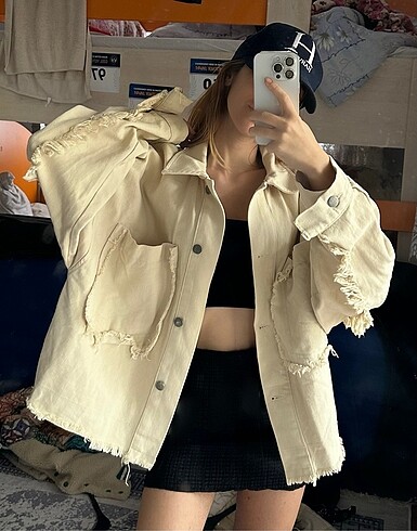Püsküllü oversize ceket