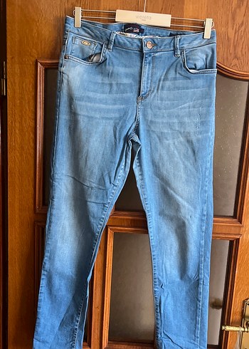 U.S Polo Assn. Mavi Baskılı Düğmeli Kadın Denim Pantolon