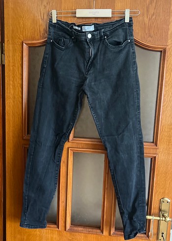 42 Beden MNG Gri Düğmeli Kadın Denim Pantolon