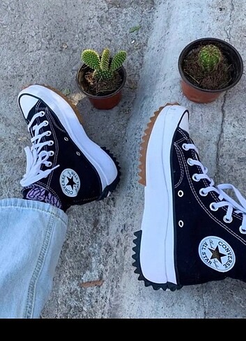 38 Beden siyah Renk Converse Run Star Hike Siyah Platform Spor Ayakkabı 