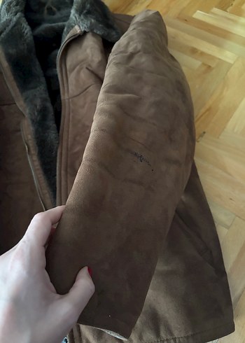 Kahverengi Süet Erkek Kaban Kürklü - Görsel 3