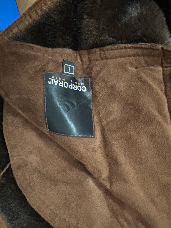 Kahverengi Süet Erkek Kaban Kürklü - Görsel 5