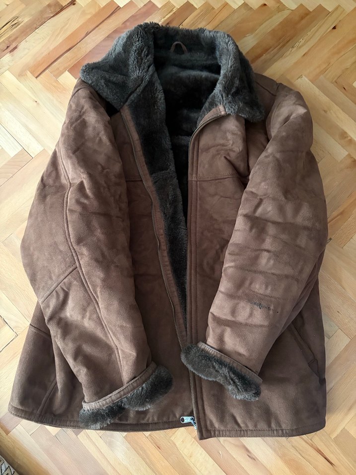 Kahverengi Süet Erkek Kaban Kürklü - Görsel 2