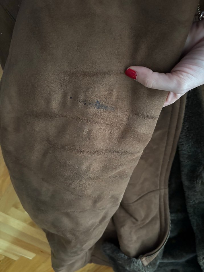 Kahverengi Süet Erkek Kaban Kürklü - Görsel 4