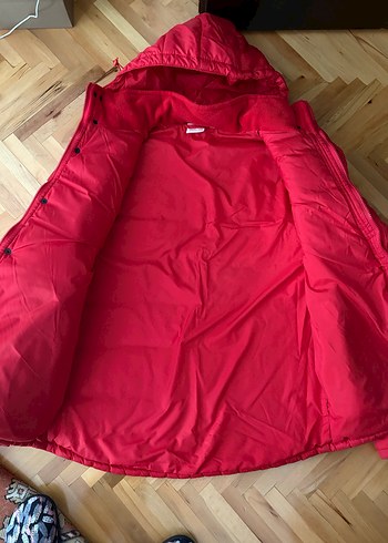 Kırmızı Kapüşonlu Kadın erkek Kışlık şişme mont - Görsel 5