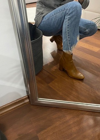 Mango taba Deri Kadın Topuklu Bot - Görsel 5