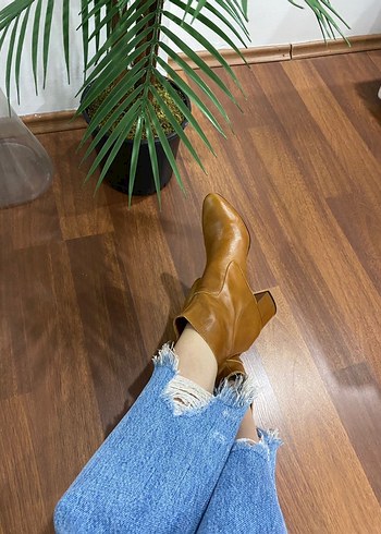 Mango taba Deri Kadın Topuklu Bot - Görsel 2