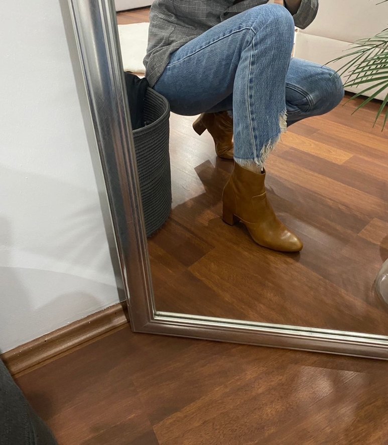 Mango taba Deri Kadın Topuklu Bot - Görsel 5