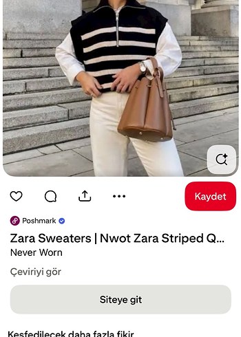 Çizgili Örgü Kadın Süveter - Görsel 2