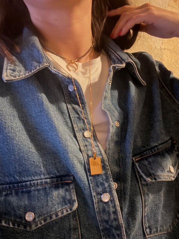 Uzun Zincir Detaylı Altın Kolye - Görsel 3