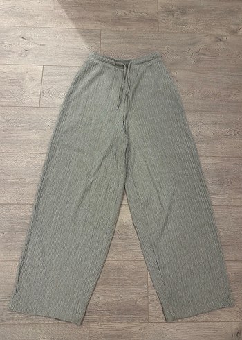 Zara Rahat Ve Sik Gri Yesil Bol Paca Pantolon