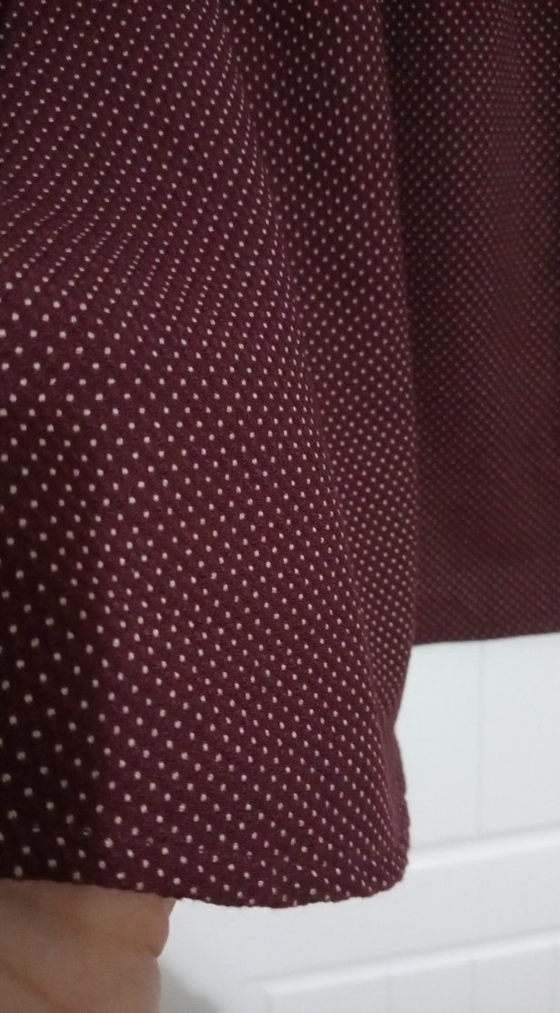 Düğmeli Bordo Midi Etek - Görsel 3