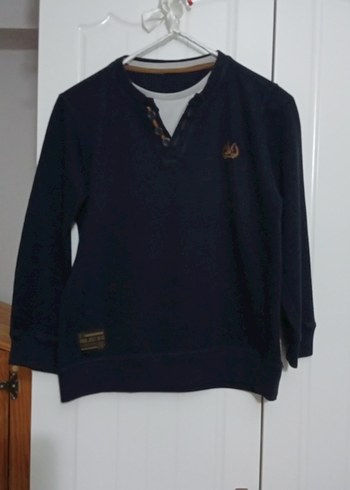 Erkek Çocuk Mavi Düğmeli Sweatshirt - Görsel 2