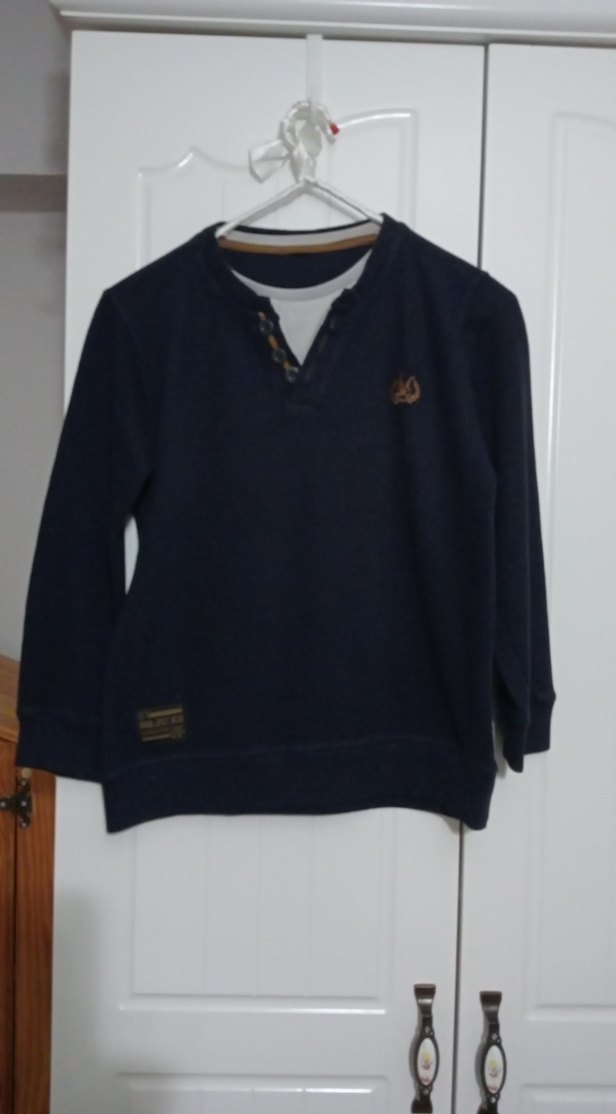 Erkek Çocuk Mavi Düğmeli Sweatshirt - Görsel 2