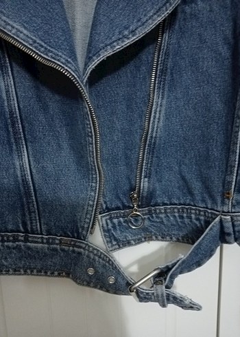 Kadın Mavi Denim Kemerli Ceket - Görsel 2