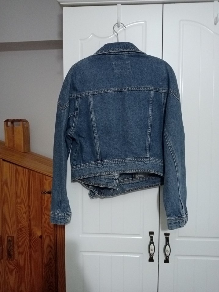 Kadın Mavi Denim Kemerli Ceket - Görsel 5