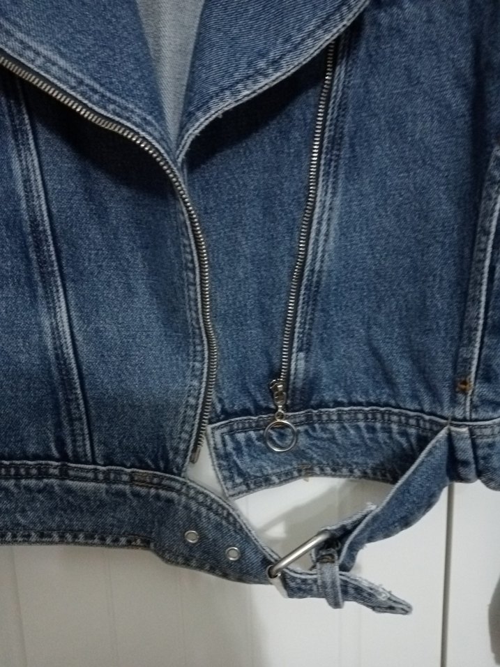 Kadın Mavi Denim Kemerli Ceket - Görsel 2
