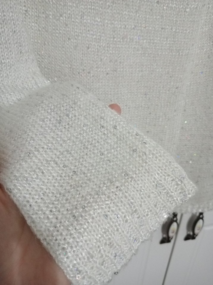 Beyaz Kadın Triko Kazak Uzun Kollu - Görsel 4