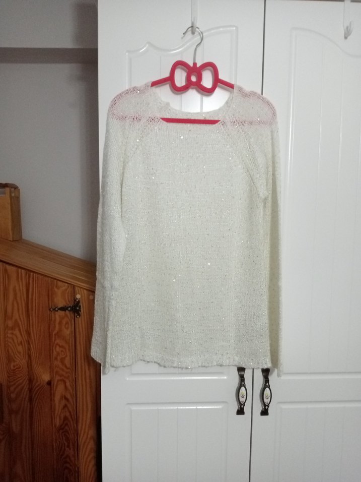 Beyaz Kadın Triko Kazak Uzun Kollu - Görsel 2