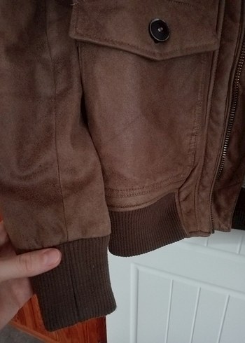 Kahverengi Süet Bomber Ceket - Görsel 3