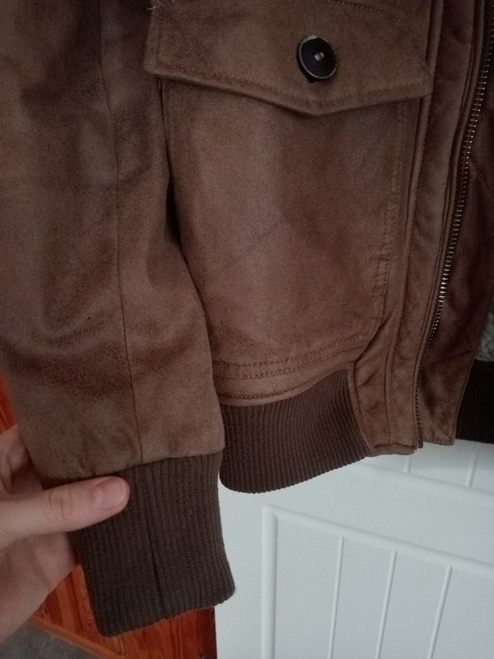Kahverengi Süet Bomber Ceket - Görsel 3