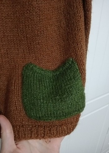 Bohem Tarz Kahverengi Triko Hırka - Görsel 2