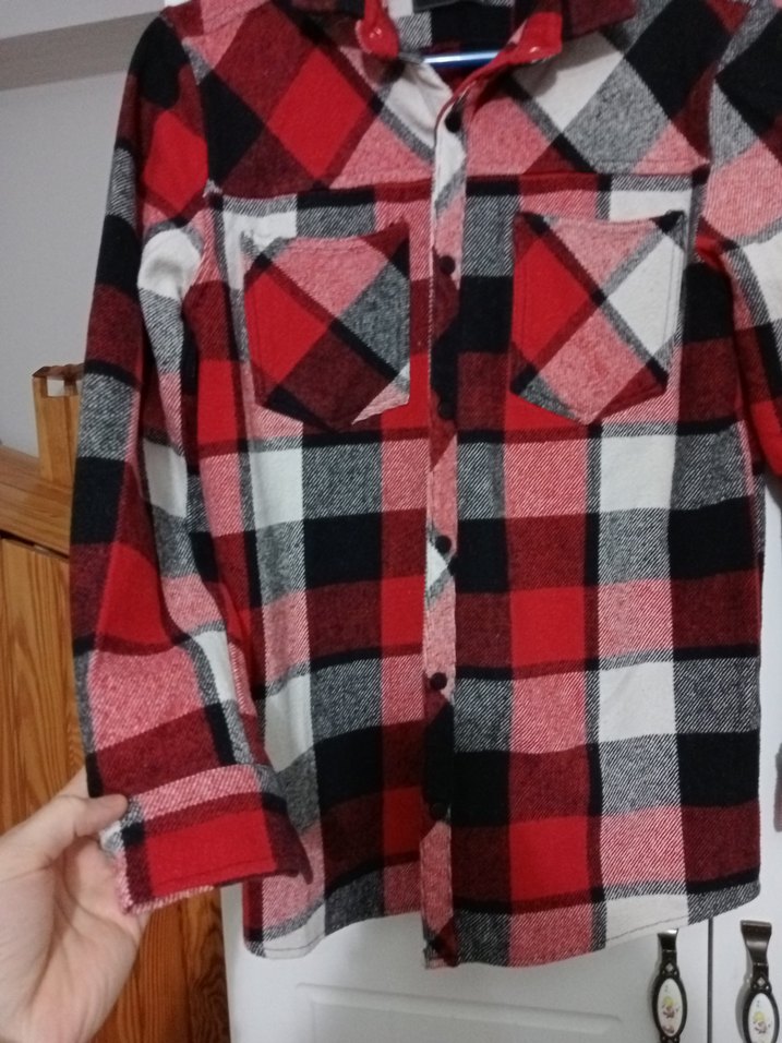 Kırmızı Kareli Uzun Kollu Gömlek - Görsel 3